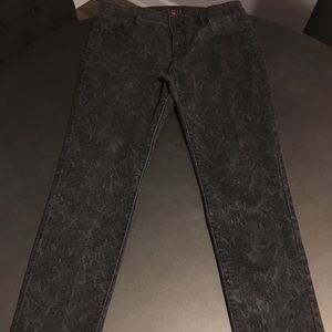 Black Floral Design Jeans, Size 12